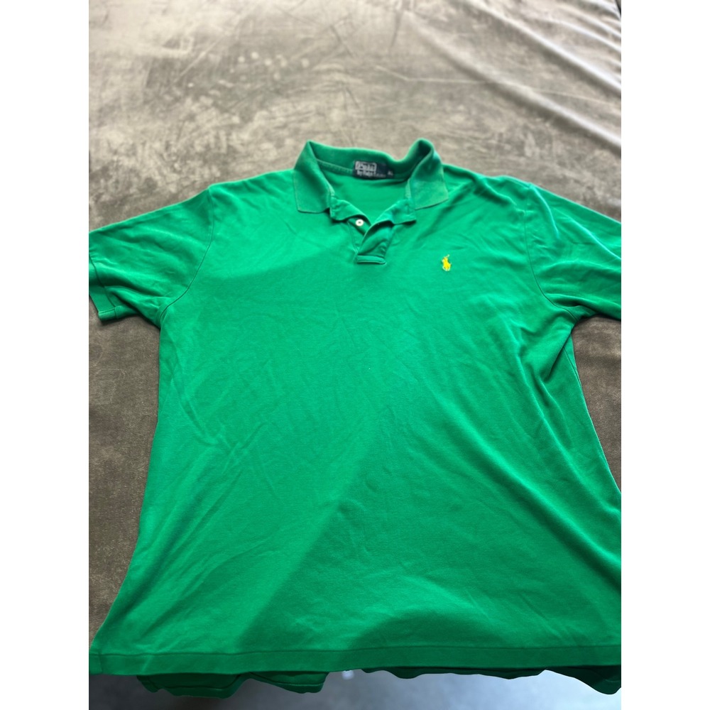 Polo Ralph Lauren Mens XL Kelly Green Short Sleeve Yellow Pony Polo Shirt 4830‎